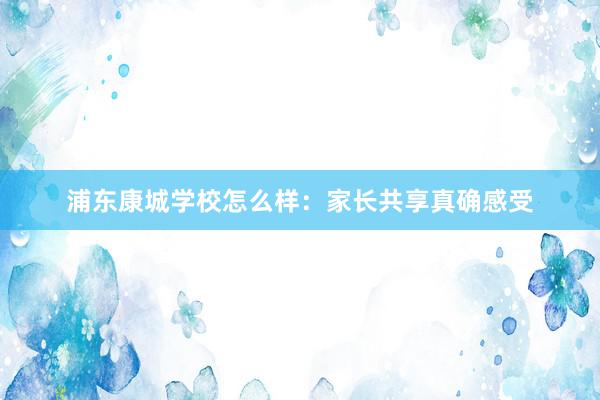 浦东康城学校怎么样：家长共享真确感受